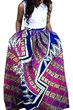 Annflat Women's African Floral Print Maxi Skirts A Line Long Skirts With Pocket X-Large Multi4