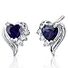 Peora Created Blue Sapphire Angel Wing Earrings 925 Sterling Silver, 1.50 Carats Total, Heart Shape, 5mm, Friction Backs, Blue Earrings, September Birthstone Gift