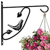 Hanging Plants Bracket 12in Wall Planter Hook Flower Pot Bird Feeder Hanger for Fence And Trees Wind Chime Lanterns Hanger Outdoor Indoor Patio Lawn Garden Shelf Fence Screw Mount against Door Arm