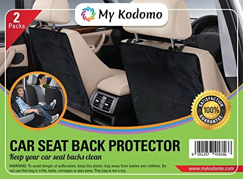 Car Seat Kick Protectors (2-pack) By My Kodomo - Auto Seat Back Protectors and Back Seat Car Protectors with Storage Sleeve - Easy to Clean and Install - Lifetime Guarantee