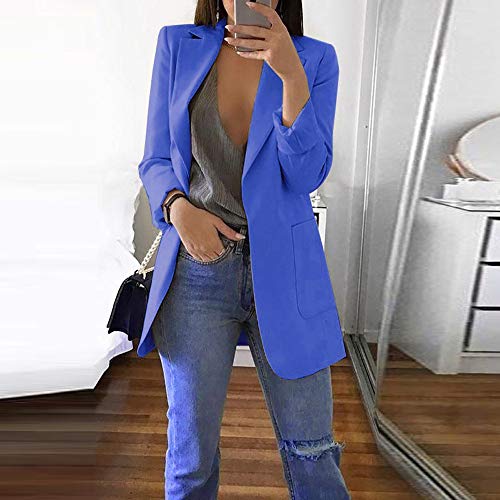 Sttech1 Women Ladies Solid Color Long Sleeve Cardigan Office Work Medium Suit Jacket