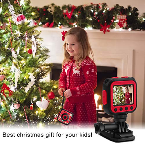 PROGRACE Kids Camera Underwater Waterproof Camera for Kids Camcorder for Boys Girls 4X Digital Zoom 3-Level Volume Adjustment(Red)