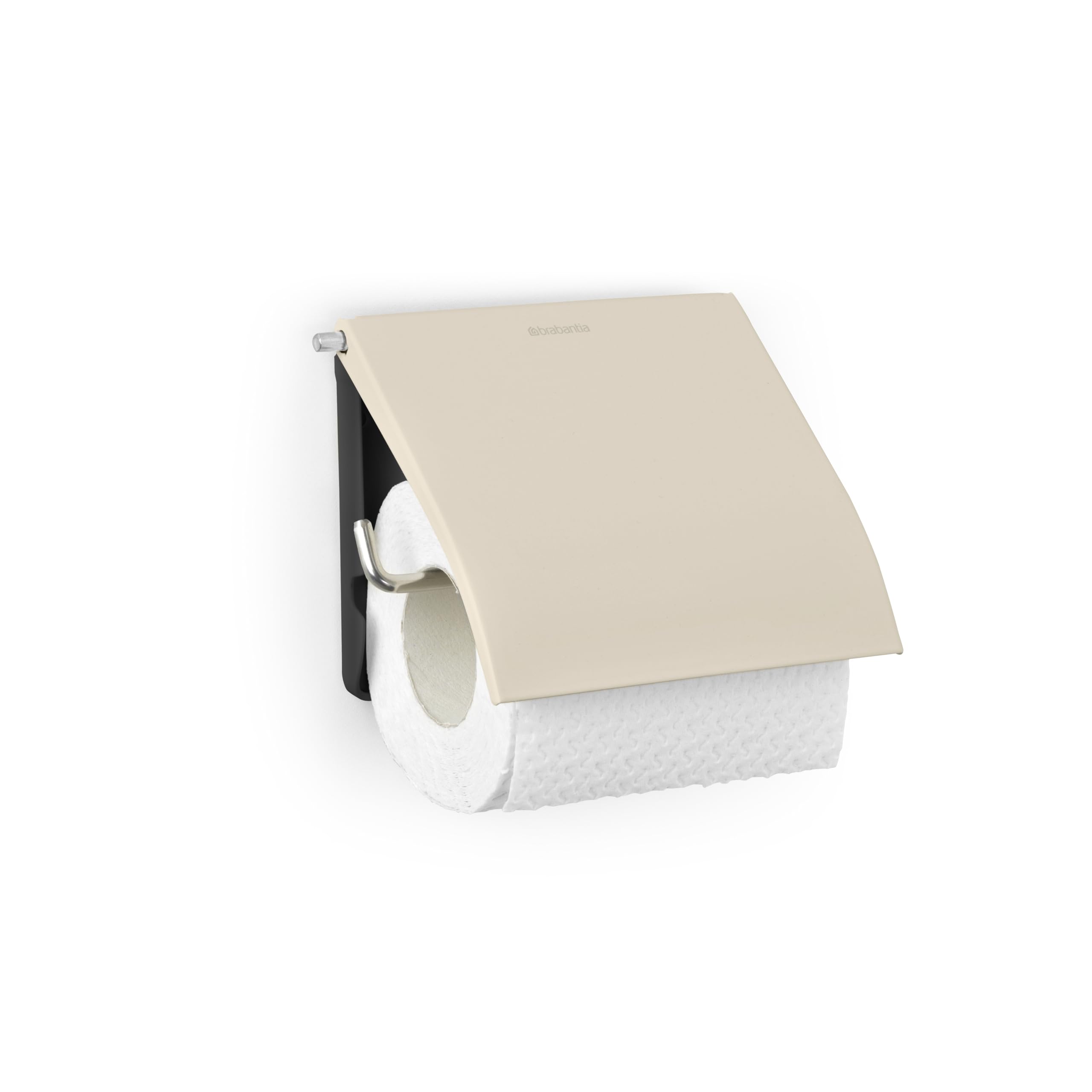 Brabantia - ReNew Toilet Roll Holder - Fits All Regular Roll Sizes - Wall-Mounted - Corrosion Resistant - Bathroom Accessory - Fixing Materials Included - Soft Beige - 17 x 13.2 x 12.3 cm