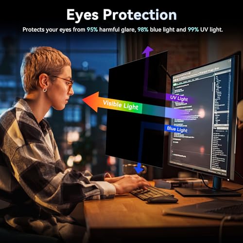 Protescreen Widescreen Computer 27 Inch Privacy Filter, Removable Screen Protector Film, Anti-Spy Blue Light Anti-Spy Coating for PC & Monitor 27 Inch 16:9