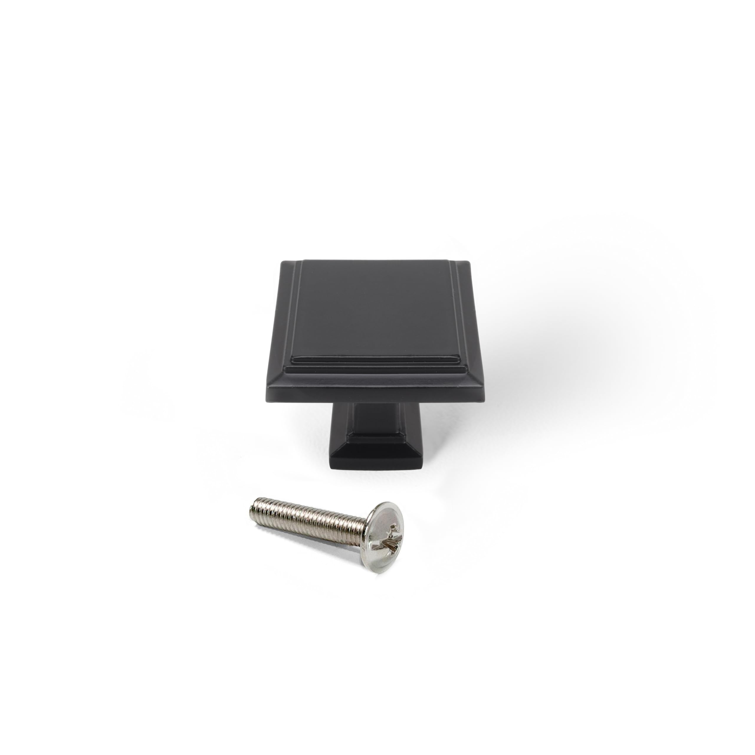 Emuca - Lot de 10 Furniture knobs, 31.5x31.5mm, Zamak, Black Painted