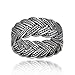Chuvora 925 Oxidized Sterling Silver 10 mm Braided Woven Wave Antique Style Band Thumb Ring - Size 8