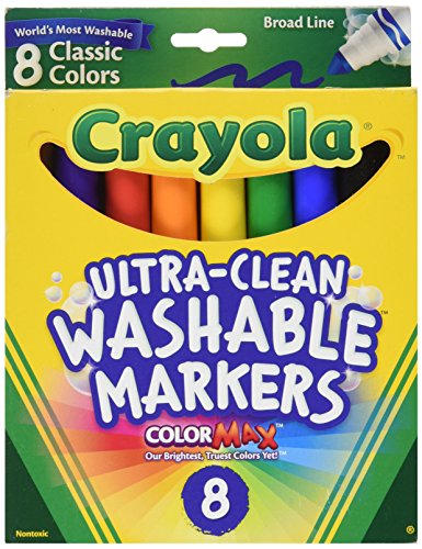 Crayola Ultra Clean Washable Broad Line Markers, 8 assorted classic colors