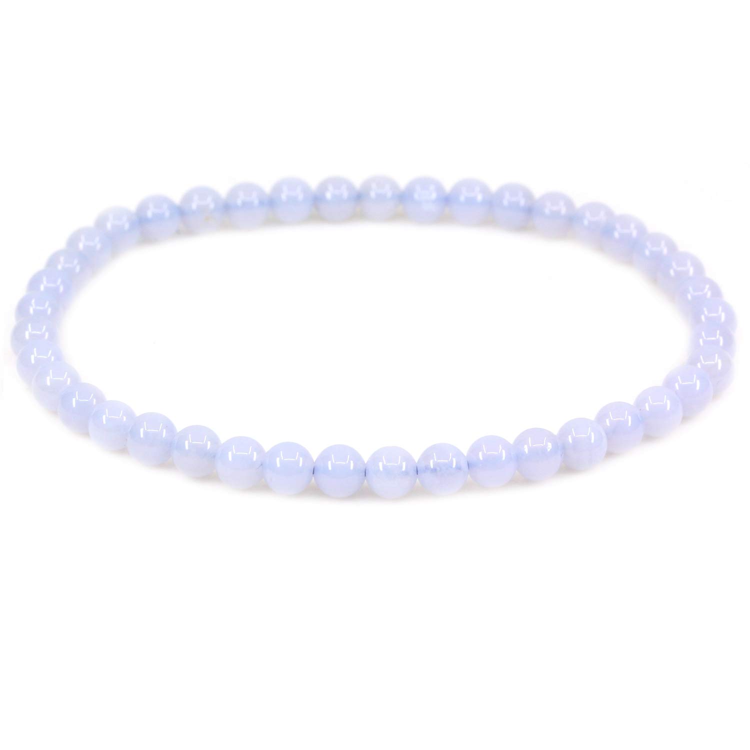 CHENYUE Natural AA Grade Blue Lace Agate 4mm Round Beads Stretch Bracelet 7" Unisex