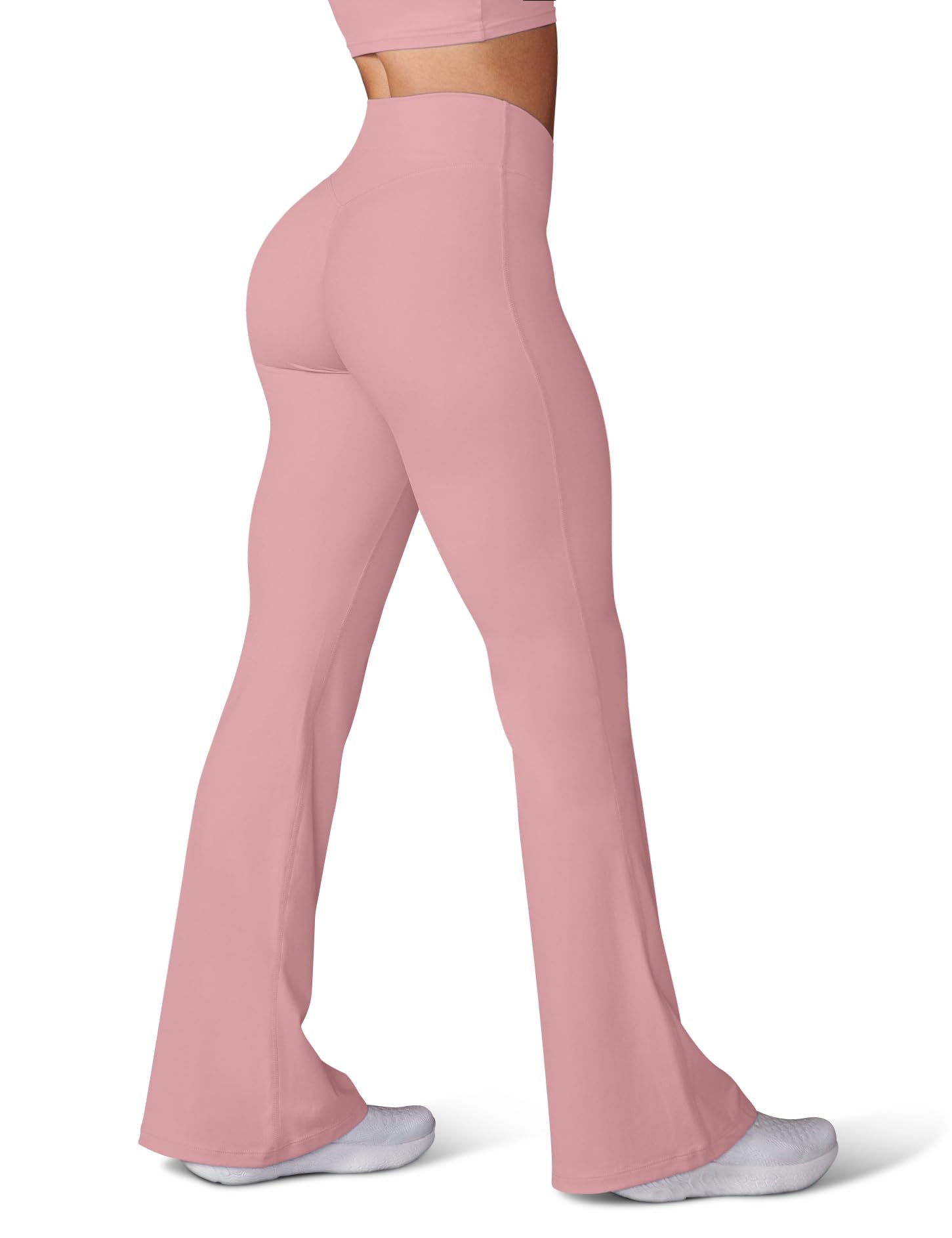 HEGALY Women's Flare Yoga Pants - Crossover Flare Leggings Buttery Soft  High Waisted Workout Casual Bootcut Pants Grey Pink in Kenya | Whizz Pants