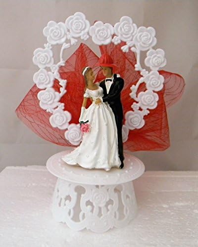 Wedding Party Reception Fireman Groom and Bride Cake Topper