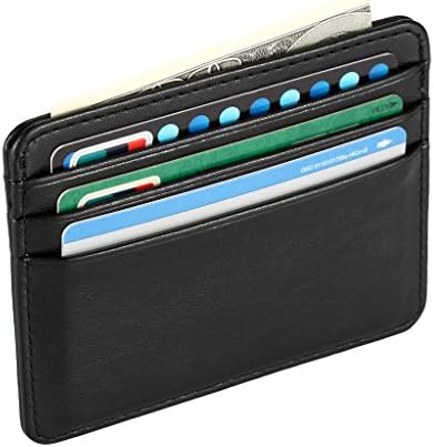 Halence Protable Slim Black Leather Wallet Credit Card Case Sleeve Card Holder