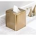 mDesign Metal Square Tissue Box Cover, Modern Facial Paper Holder - Accessories for Bathroom Vanity, Bedroom Dresser, Night Stand, Desk, Office, End Table - Unity Collection - 4 Pack - Soft Brass