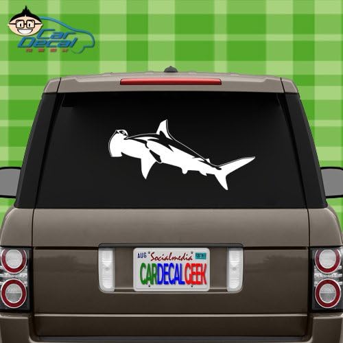 Hammerhead Shark Vinyl Decal Sticker Bumper Cling for Car Truck Window Laptop Macbook Wall Cooler Tumbler | Die-cut/No Background | Multi Sizes/Colors | by Car Decal Geek-Yellow, 20"