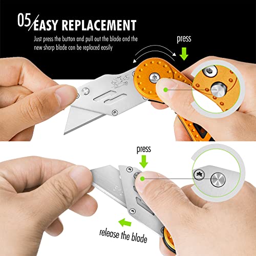 FantastiCAR Folding Utility Knife Box Cutter with 5Piece Extra Blades