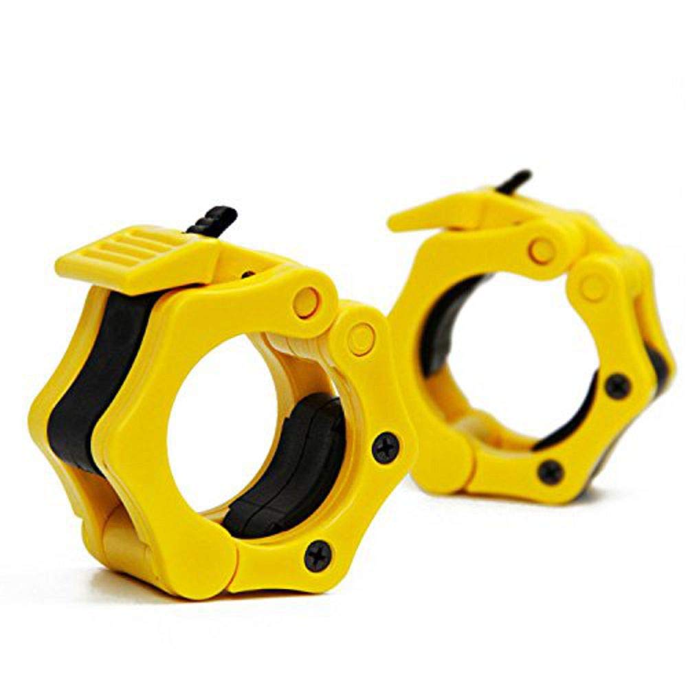 HemeraPhit 2inches Barbell Clips Weight Lifting Barbell Collars, 1Pair (Yellow)