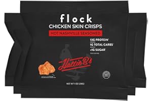 Flock Keto Chicken Skin Chips | Hattie B's Nashville Hot Flavor | Low Carb, High Protein, Sugar Free, Gluten Free Fried Chicken Skins - Chicken Chips for People I (1oz) 8-Pack Crispy Chicken Flock Chips