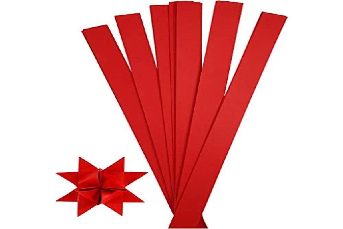 Creativ Company 20718 100-Piece Paper Star Strips, Red