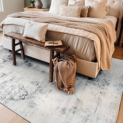 Calore - Tapetes Modernas Alfombras Abstractas Suaves para Sala de Estar/Recámara/Cocina y Comedor, Alfombra de Pelo Mediano para Decoración del Hogar (Gris 9, 6.5 ft x 9.8 ft (200×300cm))