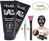 Blackhead Remover Mask Black Mask Purifying Peel Off Mask Activated Charcoal Mask, Oil Control, Anti-Aging and Wrinkle Reduction, 2 Pack, with Brush Kit and Remover Tool as Gifts