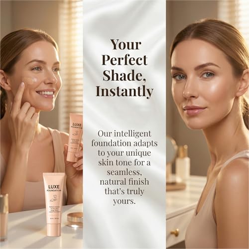 Luxe Foundation for Women, Color Changing Foundation, Hyaluronic Acid & Vitamin E, Creates Flawless Skin, Perfectly Blends with Your Complexion, SPF50, 30 ML