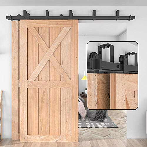 WINSOON Top Mount Double Bypass Barn Door Hardware 6 FT Track Double