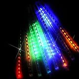 OMGAI LED Meteor Shower Rain Lights - Drop/Icicle Snow Falling Raindrop Waterproof Cascading Lights for Wedding Xmas Home Decor Super Bright LED Chip - Colorful