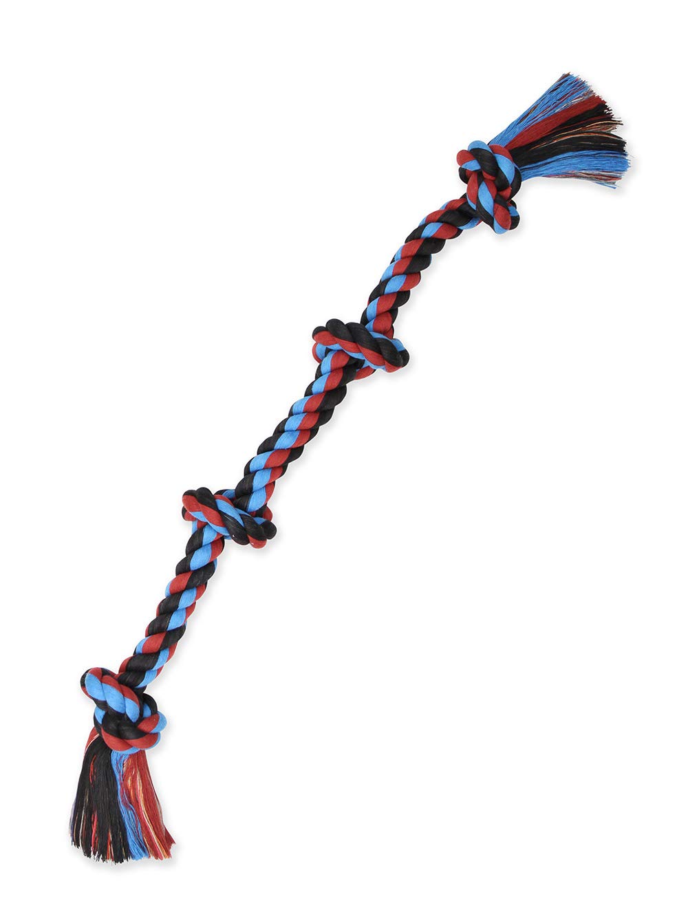 Mammoth Flossy Chews Color 4 Knot Rope Tug – Premium Cotton-Poly Tug Toy for Dogs – Interactive Dog Rope Toy – Tug Dog Chew Toy for Large -X-Large Dogs - X-Large 31”