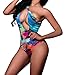 Lovaru Women's New Colorful Dyeing Bikini One Piece Swimsuit+Ponchos Cover Ups, Blue, X-Large