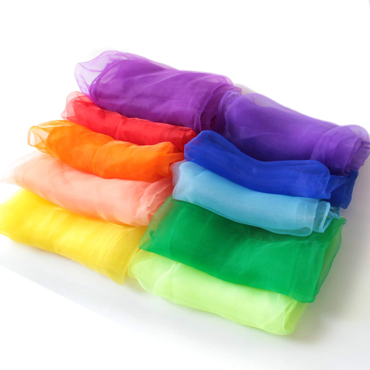 [アクロース] リトミック シフォンスカーフ 60㎝ 10色セット ダンス オーガンジー 子供 カラフル (10枚セット)商品画像