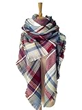 MOLERANI Women's Tassels Soft Plaid Tartan Scarf Winter Large Blanket Wrap Shawl (One Size, 05-Fuchsia2)