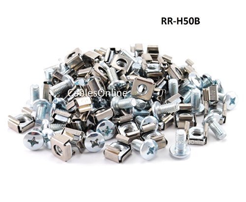CablesOnline 50 Piece Server Rack & Cabinet M6 Cage Nuts & Mounting Screws (RR-H50B)