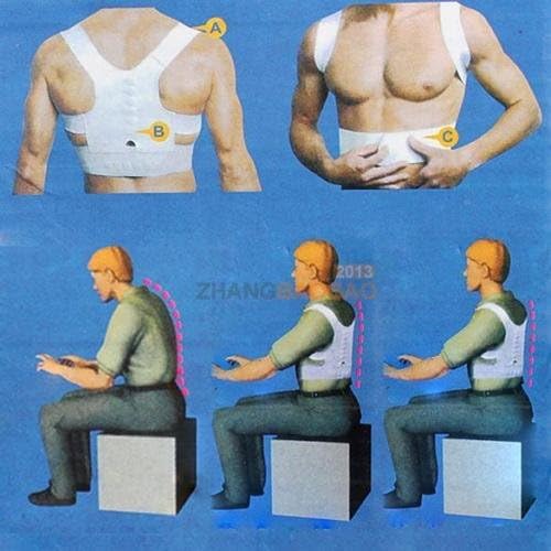 Adjustable Therapy Back Support Brace Belt Band Posture Shoulder Corrector White kafewkub