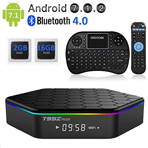 EASYTONE T95Z Plus Android TV Box,Octa Core Smart TV Box 2GB RAM 16GB ROM Android 7.1 Amlogic S912 Support 2.4G/5G Dual Wifi/1000M LAN/BT 4.0/4K Resolution/3D TV Boxes with Mini Wireless Keyboard