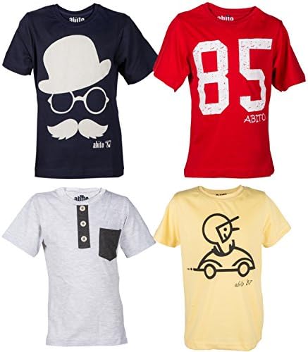 ABITO Boy's Cotton Printed T-Shirt (Pack of 4)