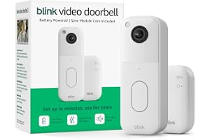 Blink Video Doorbell with 1-Year Basic plan â€“ Head-to-toe HD view, two-year battery life, and simple setup. Sync Module Core included â€“ System (White)