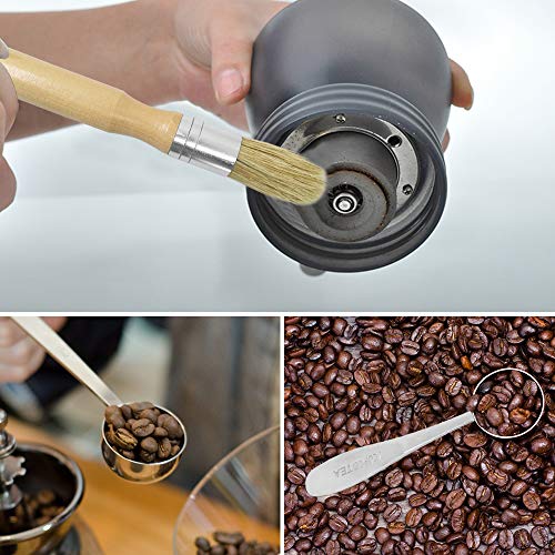 Set of 4 Coffee Grinder Cleaning Brush and Measuring Scoop, DaKuan Natural Wood & Bristles Coffee Brush, 2 Sizes Stainless Steel Coffee Measuring Spoon - Thumbnail 6