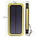 QueenAcc 15000mAh Solar Charger, Solar Power Bank with LED Flashlight Portable Charger, Backup Solar Power Pack, Dual USB Port Solar Battery Charger for Smart phones and Other USB Devices(yellow)