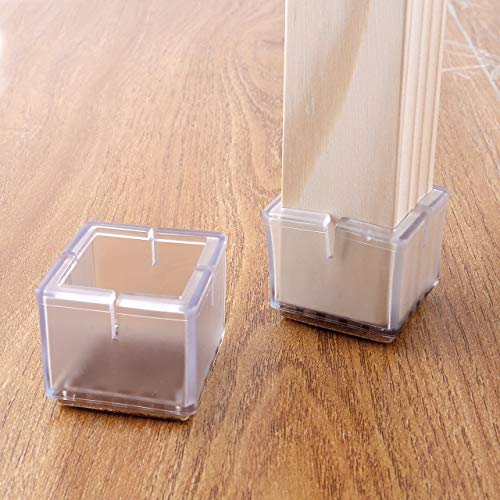 WarmHut 16 Pcs Chair Leg Floor Protectors Caps, Transparent Clear