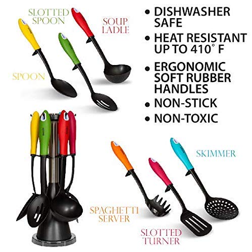 Bailey Kitchen Cooking Utensil Set- 6 Nylon Utensils With Chrome Stand - Thumbnail 6