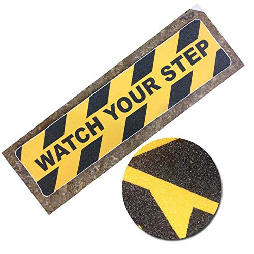 3Pack Watch Your Step Non-Slip Stair Warning Sticker Adhesive Tape Help Prevent Falls Anti Slip Abrasive Treads for Workplace or Home Safety Wet Floor Caution, 6" x 24"