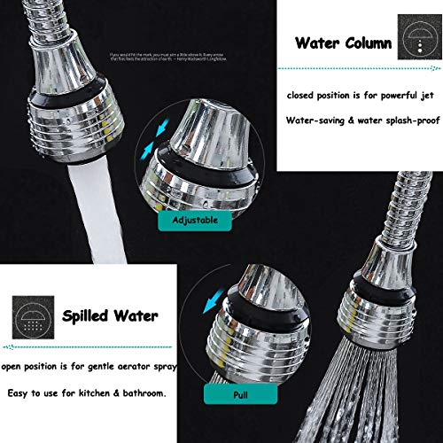 Bonaweite 360 Degrees Rotate Faucet Nozzle with Adjustable Faucet Joint Water-Saving Filter Sprayer Sprinkler Tap Water Bubbler Aerator Connector Faucet Accessories - 2 Pack