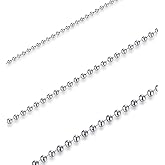 FOSIR 3Pcs Stainless Steel Silver Ball Chain Necklace for Men Women, Beaded Military Chains for Men, Dog Tag Necklace Chains Set, Mens Necklaces 18-30 Inches, 2mm/3mm/4mm/5mm Width
