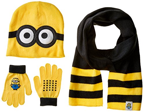 Despicable Me Boys' Little Pop Up Minions Beanie Glove and Scarf Set, Multi, One Size
