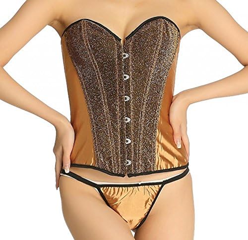 Zanuce Women's Boned Lace Up Back Corset Top 6 Colour,Yellow,XX-large
