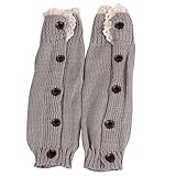 FEITONG Baby Kids Toddlers Girls Crochet Knitted Lace Boot Cuffs Toppers Leg Warmer Socks (Gray)