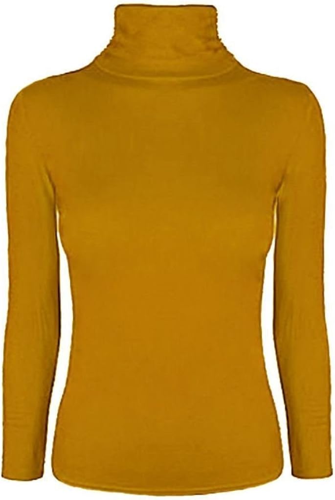 RIDDLED WITH STYLE Ladies Long Sleeve Polo Roll Neck Jumper Top Womens Turtle Neck