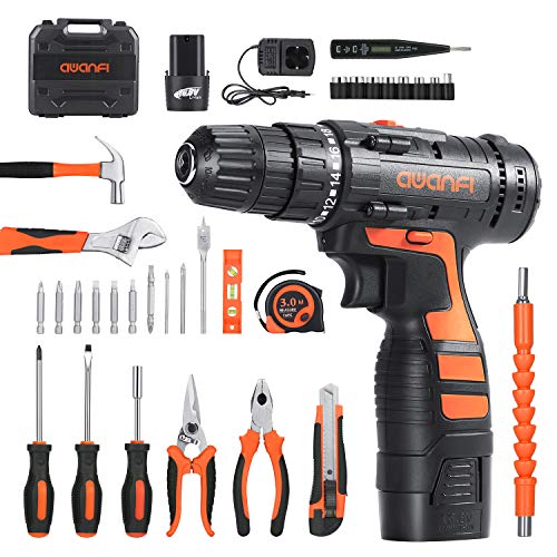 AWANFI Werkzeugkoffer mit Akkuschrauber 35PCs Handwerkzeuge Kit mit Bohrschrauber Werkzeugset 16.8 V 1500 mAh 2 Li-ion… – Bild 3