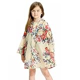 ColorDrip Children's Peony Print Waterproof Raincoat Medium Beige (Medium)