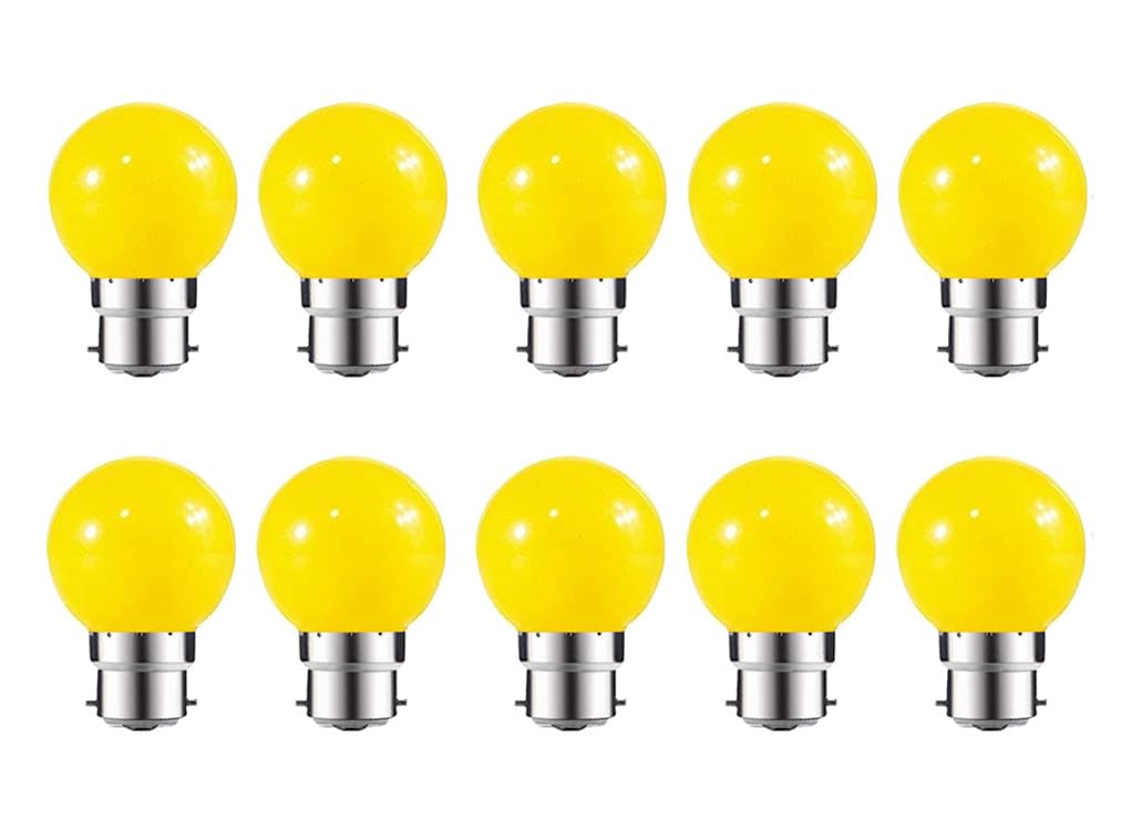 ZFQ 10 Pack B22 Bayonet Colored LED Light Bulbs 2W G45 Golf Ball Mini Globe Bulb Lighting Bulbs,Yellow for Outdoor Indoor String Patio Garden Party Christmas, Tree, Fairy Party Night Lights