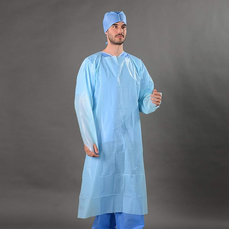 Omnitex Thumb Loop Isolation Gown Fluid Resistant Long Sleeve Blue Individually